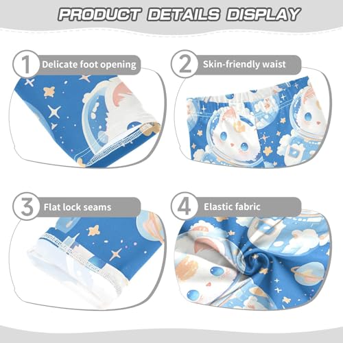 KLL Cute White Cat Astronaut Floating in Space Little Girls Basic Leggings Fashion Full Length Sweatpants Running3