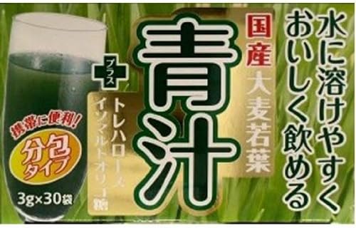 Japan Made Barley Young Leaves AOJIRU Plus Trehalose, Isomalto-Oligosaccharide | Powder Stick | 3g x 30 [Japanese Import] by Ohki OR