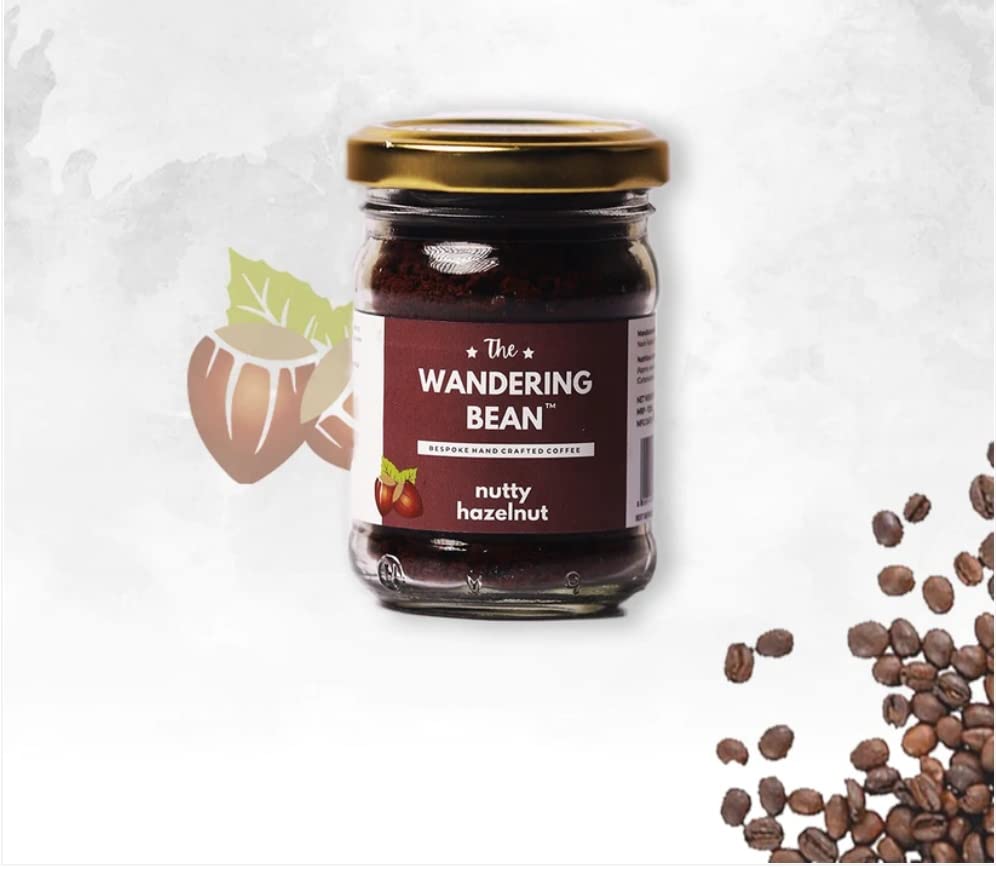 Image of The Wandering Bean Blend Rich & Smooth Nutty Hazelnut Instant Coffee (40 Grams) Gift Festive, Best Gift Hamper, Granules, Bottle