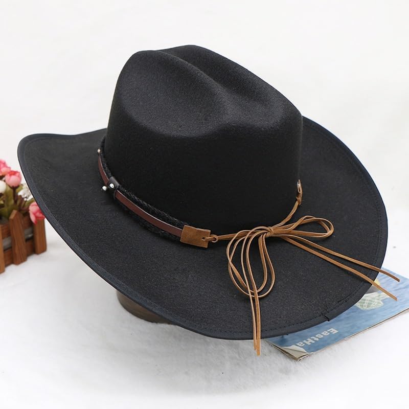 Bull Belt Men's and Women's Imitation Wool Adjustable Western Cowboy Hat Small