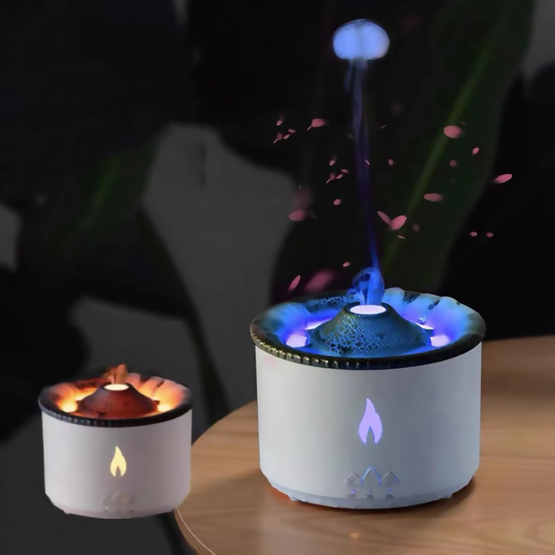 Difusor de Aceite Esencial de Llama con lámpara LED, humidificador de Aroma de Aire de volcán de 360 ​​ml, difusor de aromaterapia con Dos Modos de pulverización, para Yoga, Dormitorio, Hote