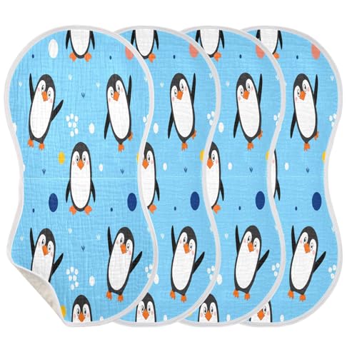 Kigai Penguin Baby Burp Cloths Extra Soft and Absorbent Burping Rags Cotton Burping Clothes Baby Washcloths for Newborn Boys Girls - 1 Pack3