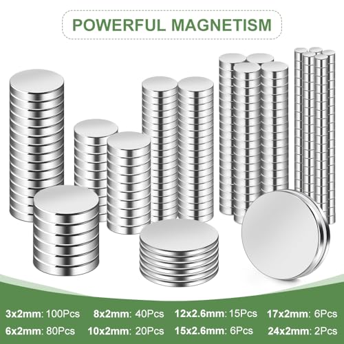 Image of rhinocats Small Strong Magnets, 269Pcs Mini Round Refrigerator Magnets for 3D Printings, Office, Hobbies, Crafts and Science