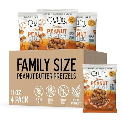 Quinn Creamy Peanut Butter Filled Pretzel Nuggets - Made with Real Ingredients, Whole Grain Sorghum, Sea Salt, Vegan, Gluten Free, Dairy Free, Non-GMO - 11 Oz (Pack of 4) Cover