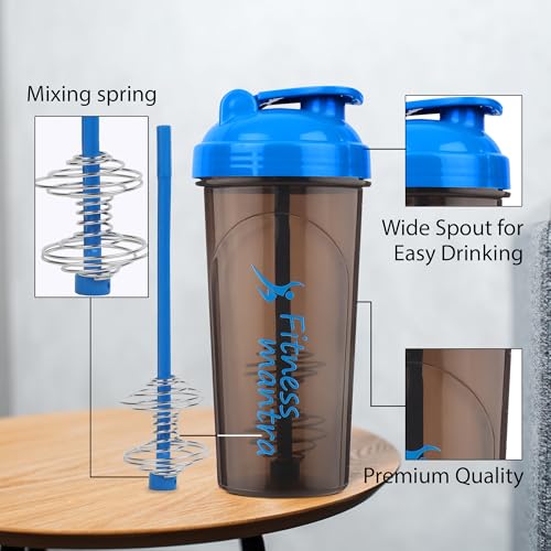Image of Fitness Mantra 700ml Classic Shaker Bottle for Men & Women |Capacity 700 ml, Blue /Grey|