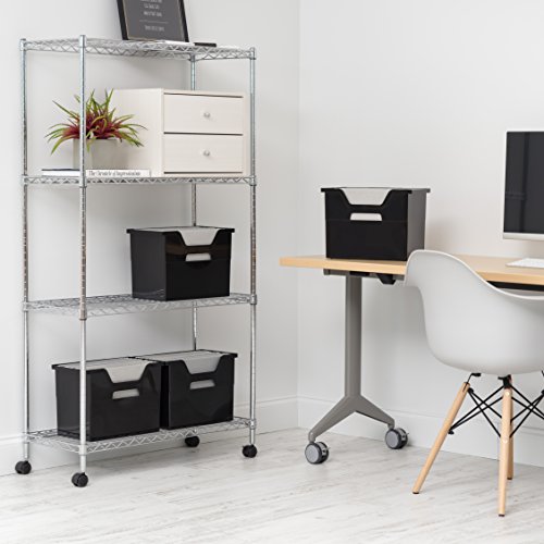 Image of IRIS USA 4-Pack Large Desktop File Box with Open Lid, Black | Organize paperwork, mail, magazines, and office supplies with portable storage for desks, classrooms, and home workspaces
