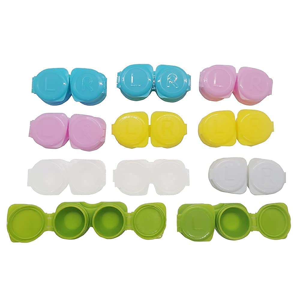 100-Pack Flip-Top Contact Lens Tight Lid Case Holder Storage Box Container Assorted Colors : Health & Household
