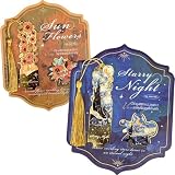 VALLERY しおり ブックマーカー ブッククリップ セット ゴッホ風 星月夜 ひまわり おしゃれ 栞 金属 薄型 読書 手帳 ギフト 女性 （ゴッホAモデル）