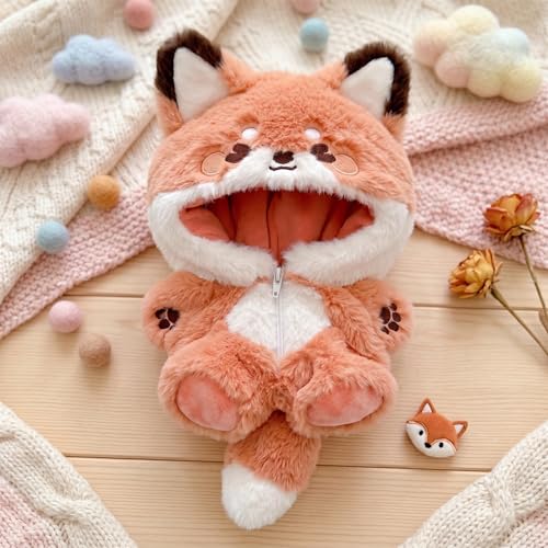 20 cm / 8 inch Plush Doll Clothes Animal Onesie Outfit - Fox & Bunny Costume Set for 20cm Cotton Dolls, Soft Universal Doll Clothing Accessories for Stuffed Animals (Fox)