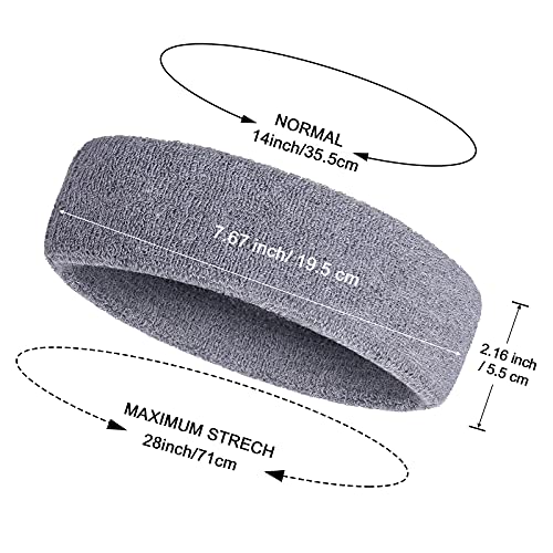 Image of Bememo 12 Pcs Sweatbands Sport Headbands for Men & Women Basketball Headband Sport Competitions Sweat Headbands Running Terry Cloth Moisture Wicking for Yoga,Tennis,Gym,Exercise