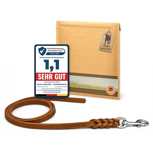 Fettlederleine 3m cognac ohne Handschlaufe mit Chrom Haken, Lederleine (3m x 10mm)