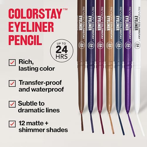 Revlon ColorStay Pencil Waterproof Eyeliner, Smudge-Proof, Eye Makeup with Built-In Sharpener, Long-Lasting, Matte Finish, 202 Black Brown, 0.01 oz - 2