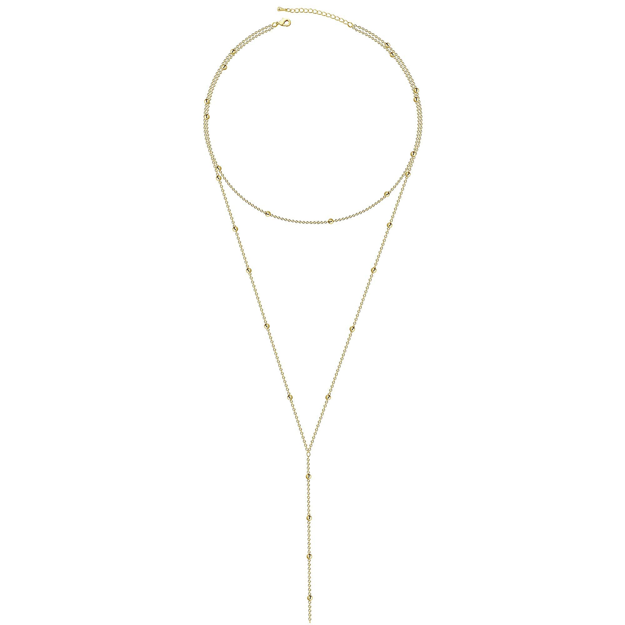 Kyerlyn 14K Gold Plated Zircon Y Lariat Necklaces Long Drop CZ Pendant Y Necklace for Women Dainty Diamond Chain Necklace Fashion Jewelry