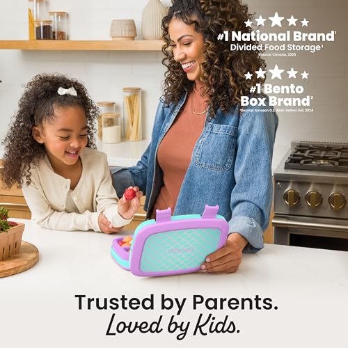 Image of Bentgo Kids Prints Leak-Proof, 5-Compartment Bento-Style Kids Lunch Box - Ideal Portion Sizes for Ages 3-7, Durable, Drop-Proof, Dishwasher Safe, & PFAS & BPA-Free Materials (Mermaid Scales)