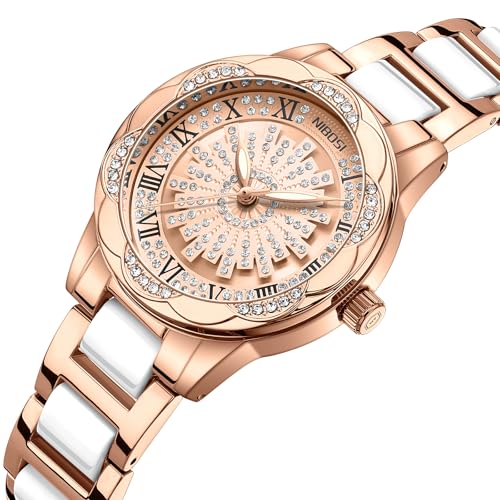 Image of NIBOSI Women's Watches Analog Quartz Diamond Dail Watches for Women Ladies Fashion Casual Chronograph Watches with Stainless Steel Strap