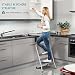 Trittleiter 2 Stufen Leiter Klapptritt Klappleiter Klapptreppe Tritt Haushaltstritt Stehleiter Sprossenleiter klappbar faltbar bis 150 kg (2 Stufen, Silber/schwarz)