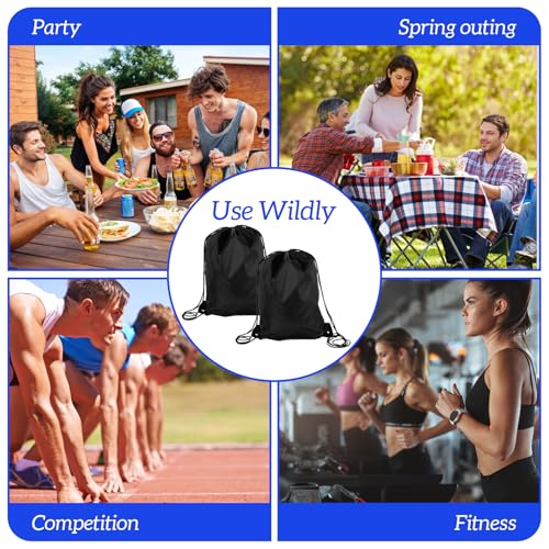 Prasacco 2 Pcs Drawstring Bags Drawstring Backpack Black Draw String Bag Cinch Bag String Backpack for Men Women Sports Gym Travel Swimming Beach - Image 8