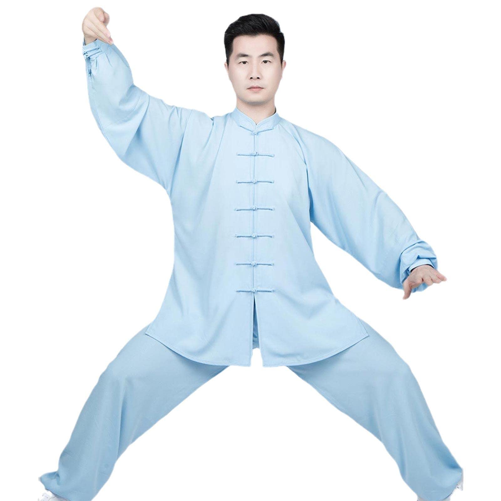 Chińskie tradycyjne ubrania do kung fu Tai Chi jednolite mężczyźni kobiety zestawy sztuk walki Wing Chun Taekwondo odzież medytacja joga jednolite, niebieski-XS