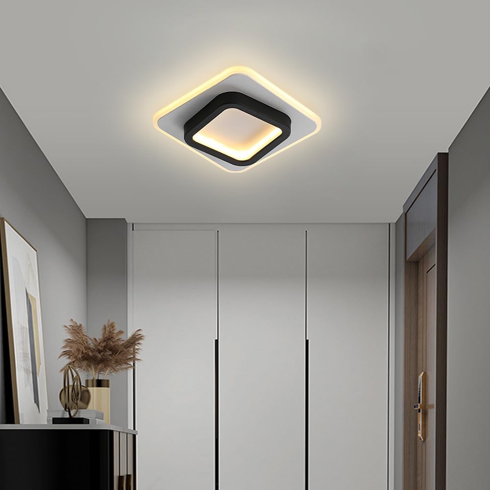 Kwadratowa Sufitowa Led Z Możliwością Regulacji, 3000K/4500K/6000K, Do Korytarza, Sypialni, Ganku, Nowoczesna Metalowa Sufitowa/Ciemny/20 Cm