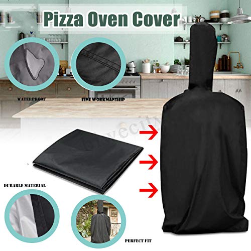 J&C 63X25X17Inch Outdoor Pizza Oven Cover Black Waterproof Dustproof Pizza Oven Protection Weather Resistant Dustproof Pizza Oven Bbq Rain Cover For Wood-Fired Cha Rcoal Fired Pizza Oven Bread #TOP3