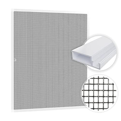 SAMUFLY Mosquitera con Marco de Aluminio Blanco, 80 x 100 cm, para Ventana, protección contra Insectos, Mosquitos