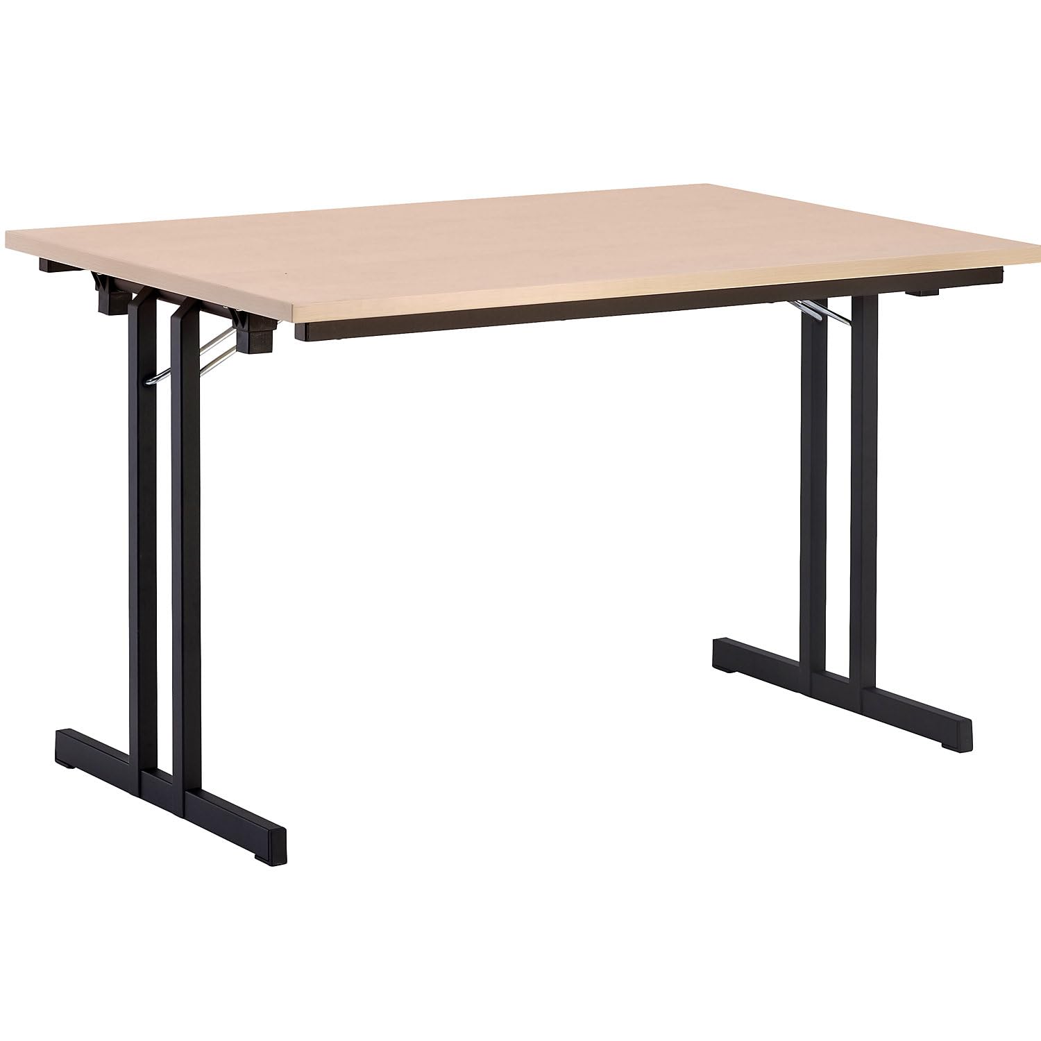 Certeo Klapptisch | HxBxT - 720 x 1200 x 800 mm | Extra Starke rechteckige Platte | Gestell schwarz - Platte Ahorn-Dekor | Klapptisch Mehrzwecktisch Konferenztisch
