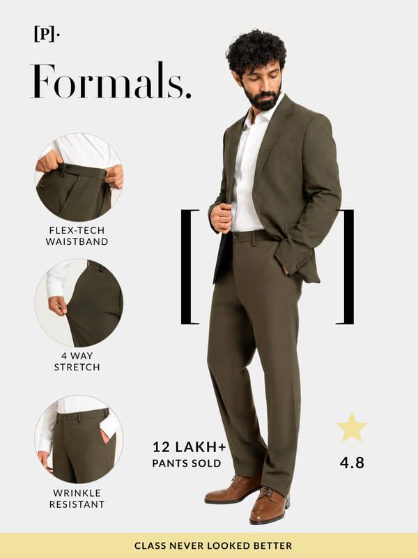 Image of The Pant Project Luxury PV Lycra Stretchable Formal Pants for Men | Stylish Relaxed Fit Men's Wear Trousers for Office or Party | Mens Fashion Dress Trouser Pant