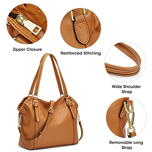 Kattee Women Genuine Leather Soft Totes Shoulder Hobo Purses And Handbags Top Handle Bags (Brown) #TOP4