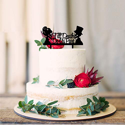 Till Death Do Us Part Cake Topper- Acrylic Mr And Mrs Skull Wedding Cake Topper Halloween Party Decorations Day Of The Dead Sign #TOP3