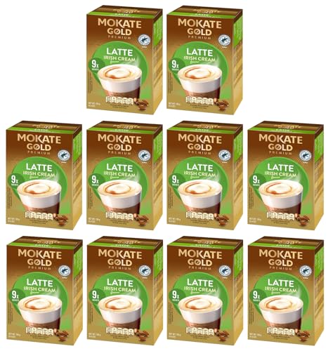 Mokate Gold Premium Irish Cream Latte Instant Coffee Sachets x9 (Pack of 10 Total 90 Sachets)