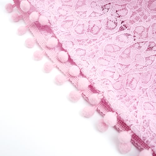 Image of BGFKS Baby Girl Tutu Dress Elegant Lace Pom Pom Flutter Sleeve with Flower Headband Set