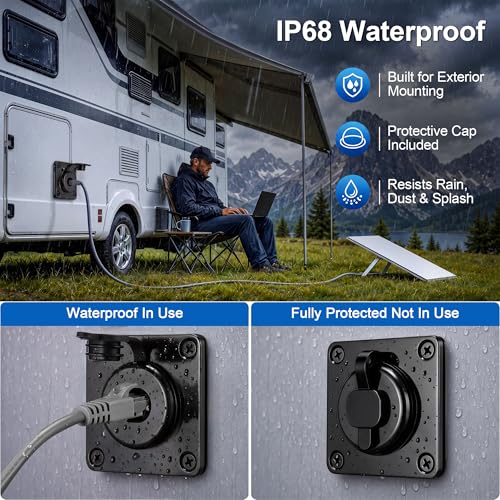 Image of Dreyoo Pass Through Wall Socket Compatible with Starlink Gen3, RJ45, CAT6, Ethernet Bulkhead Connector, Aluminum Female to Female Wall Plate for Camper Trailer Boat, IP68 Waterproof