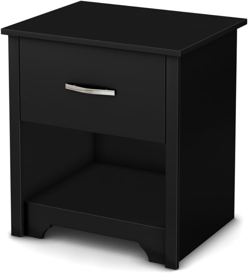 South Shore Furniture Fusion 1-Drawer Nightstand, Pure Black