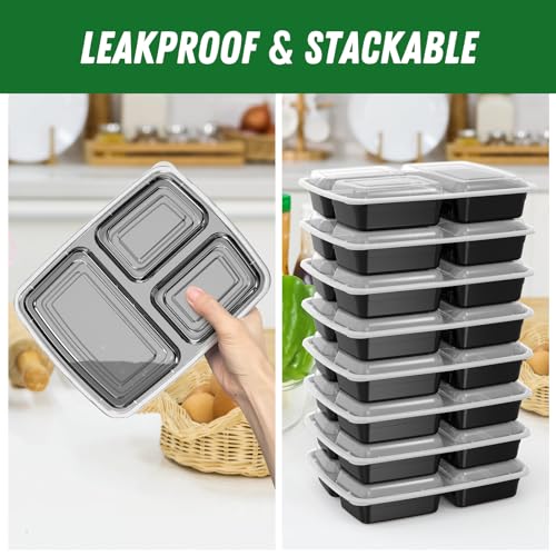 image for Dealusy 50 Pack (100-Piece) 32 oz Meal Prep Containers Reusable with L