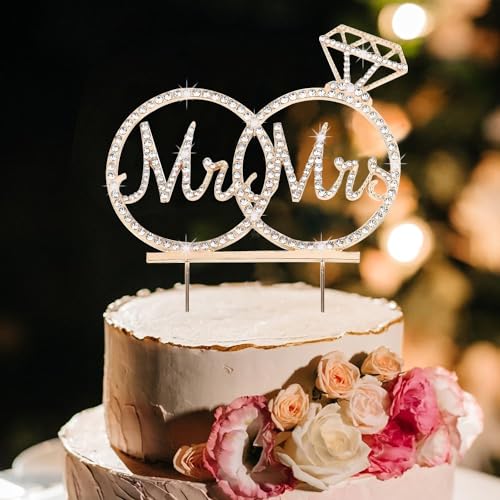Cake Topper Boda Novios Tarta Topper para Tartas de Mr y Mrs para Bodas Fiestas Compromisos Aniversarios (Oro)