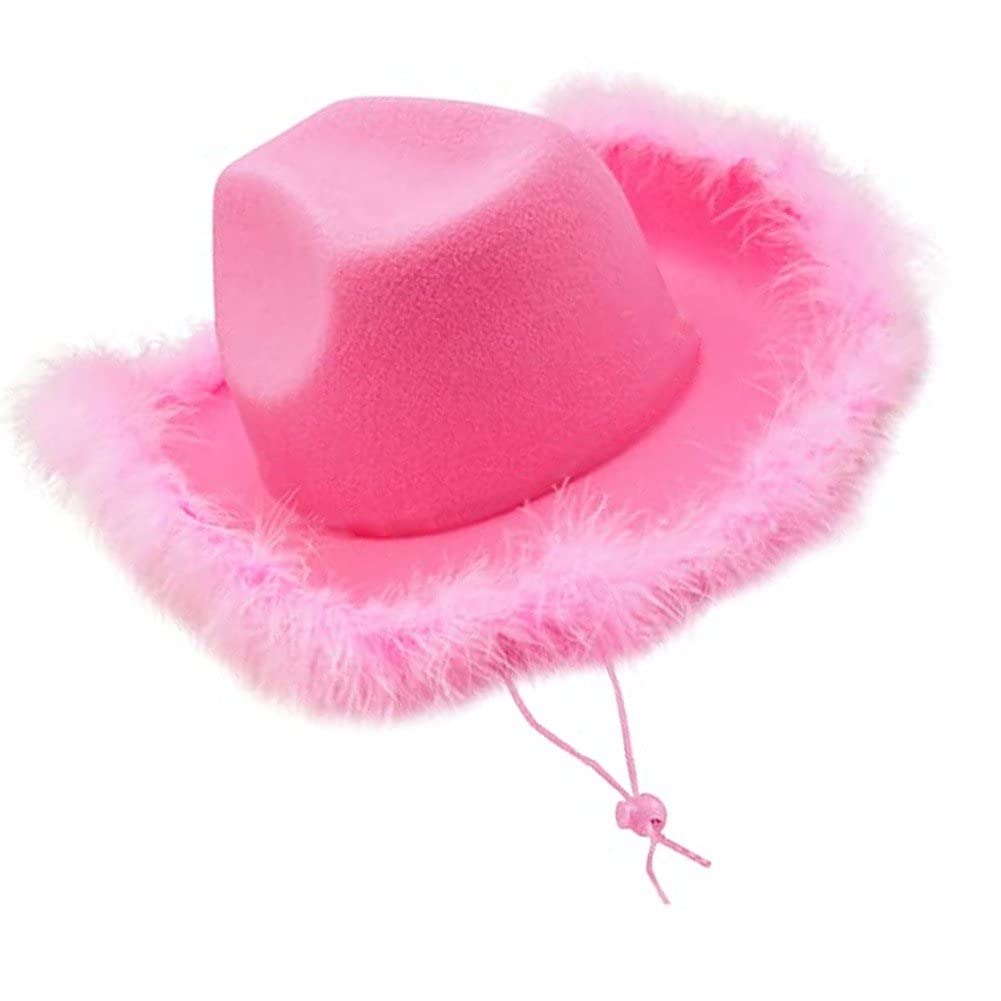 Sombrero De Vaquero Rosado Con Gorro De Vaquera De Pluma Con Sombrero De Fieltro Gorra Para Vestido De Lujo Disfraces De Fiesta De Halloween Accesorios