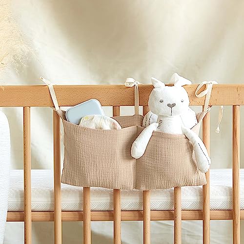 Naapesi Baby Crib Cabin Bedside, Crib Storage Pocket, Hanging Storage Bag, 100% Cotton, 2 Pockets Bedside Hanging - Image 4