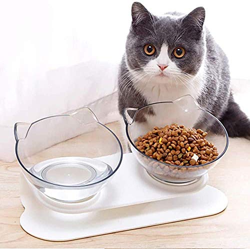 Futternäpfe Katzen Futter,15 ° Kippbare katzennäpfe Doppelter Futternäpfe Katzenfutter Transparente Katzenfutterschale Futternapf Katze Katzennäpfe für Katze Welpe Futter und Wasser