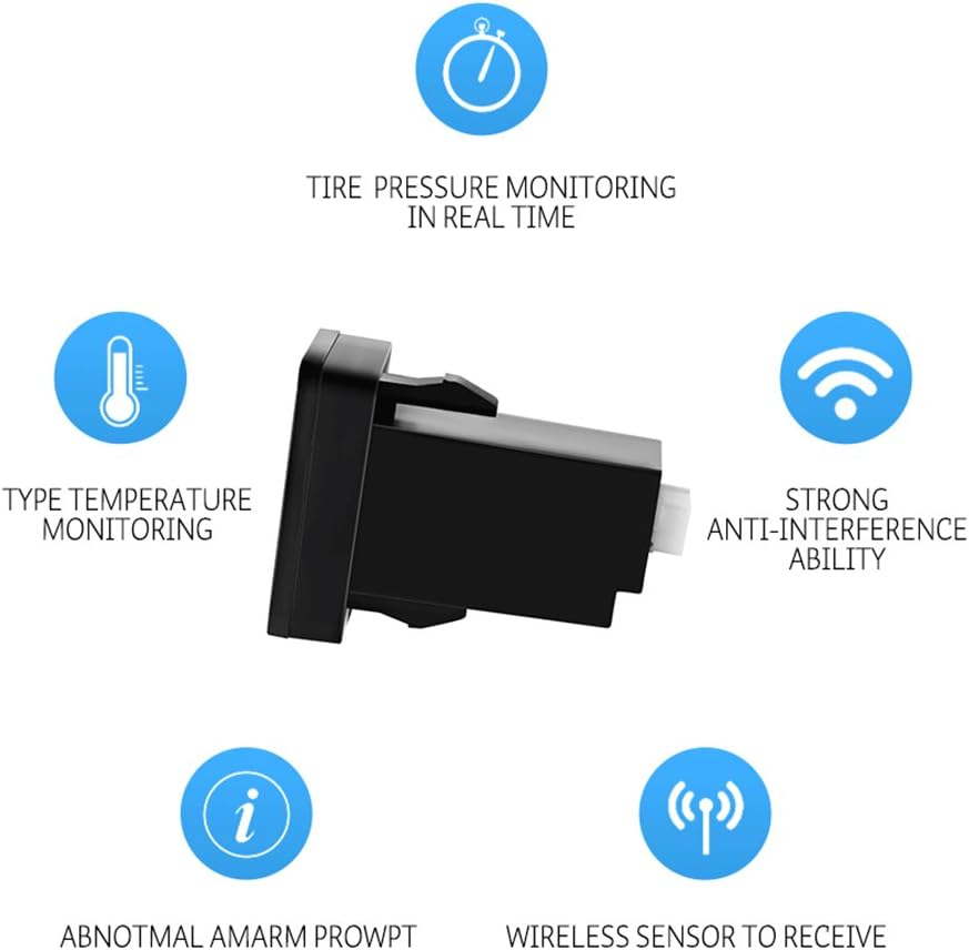 U912 Tire Pressure Monitor System TPMS Real Time Pressure Temperature Monitoring 4pcs RF Sensors Internal/External Default Slot 5 Year Battery (W/4pcs External Sensors, for Toyota)