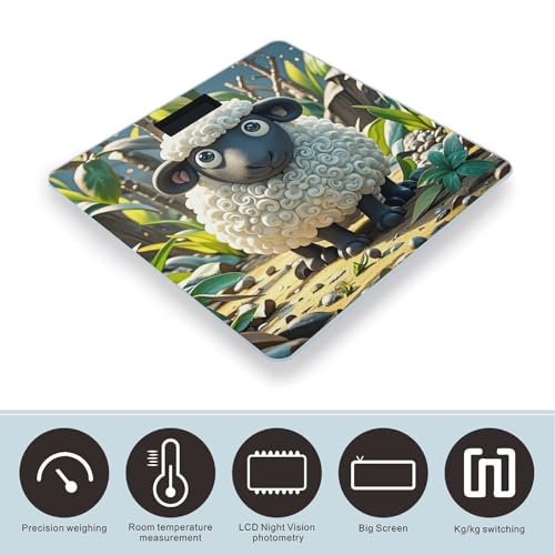 Báscula Digital Cartoon Black White Sheep de Vidrio Templado miniatura 3