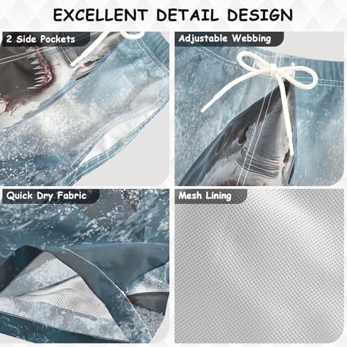 Blue Shark Water Swim Trunks for 8-12 Years Swim Beach Shorts Kids Swimwear Board Shorts Bathing Suit Swimming Essentials3