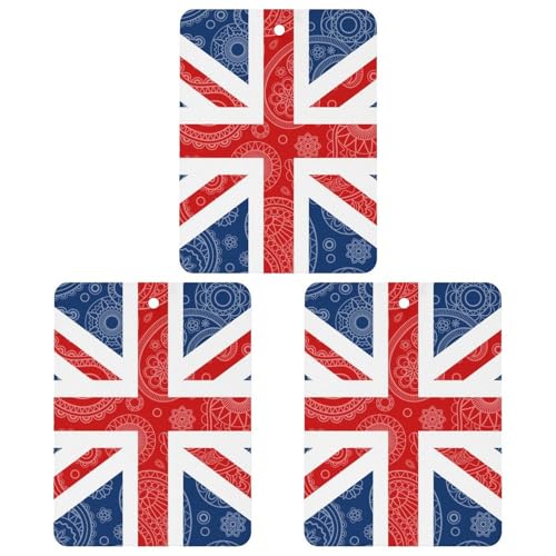 Ambientadores para coche, diseño de cachemira con bandera británica, accesorios para colgar, 3 piezas