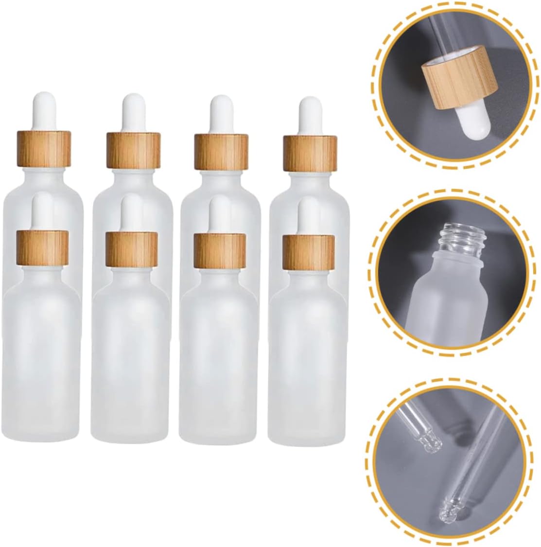 Beavorty 8Pcs Frosted Glass Dropper Bottles Refillable Essential Oil Containers with Caps Durable Leakproof Bottle for Aromatherapy and Perfume Use