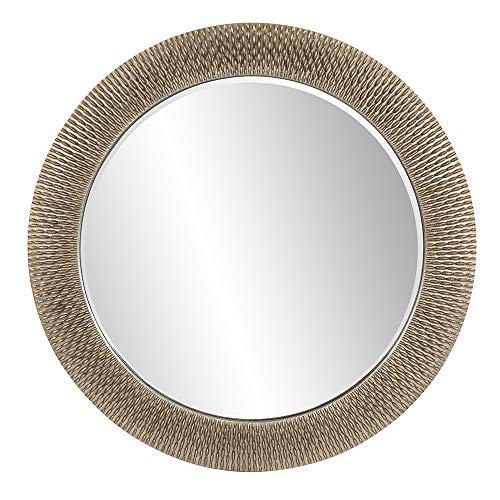 Image of Howard Elliott Collection 21117 Bergman Round Mirror, Small, Silver 32 inch