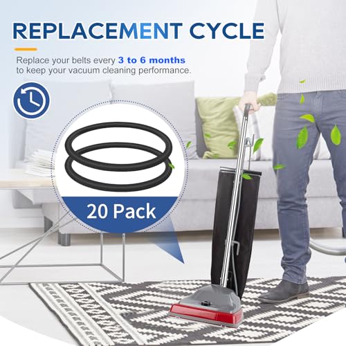 Image of Vacuum Belt, 20 Pack Belt 30563B Round Vacuum Cleaner Belts Upright Vacuum Belt Compatible with Sanitaire Eureka Vacuum Cleaner, Style RD, SC679K C2094 Belt