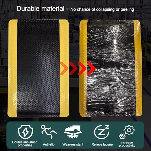Cushioned Anti-Fatigue Floor Mat for Kitchen, Office & Garage - Ergonomic Rubber Mat, Easy to Clean, Anti-Static, Non-Slip, 23.6"x17.7", Comfort & Safety Solution