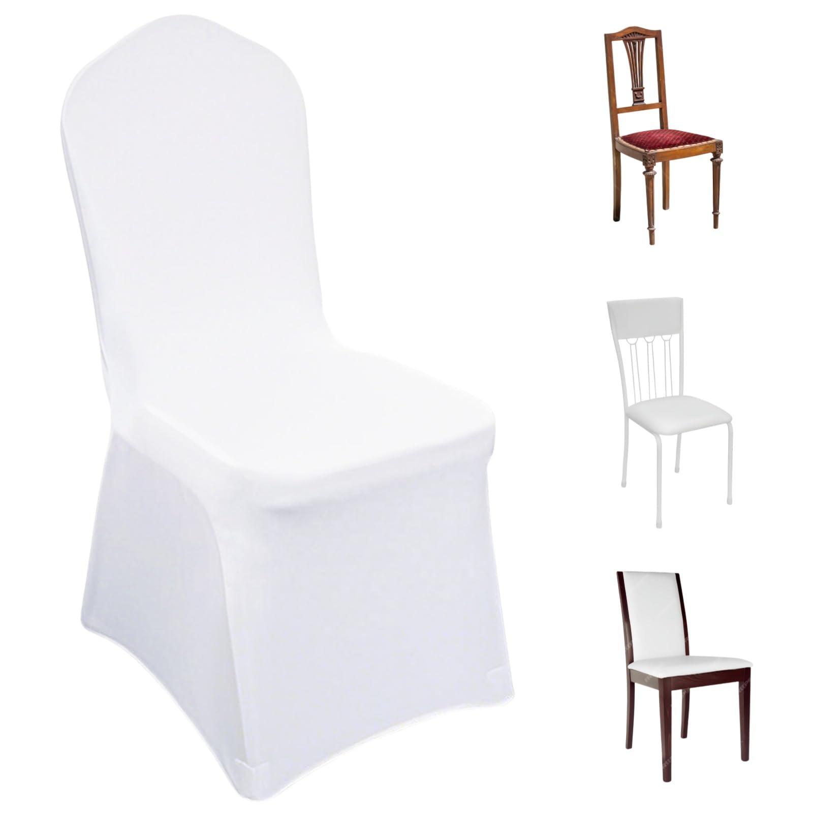 60 Pcs White Chair Covers for Dining Chairs Stretch Polyester Spandex Chair Covers Slipcovers for Wedding Party Dining Banquet Event Chairs Cover