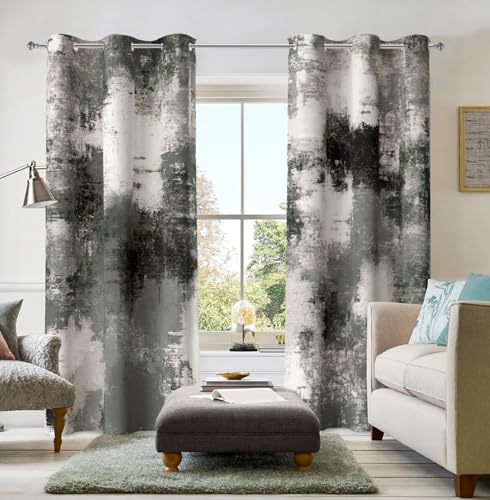 Image of Asuexpect Black Grey Abstract Curtains 2 Panels Abstract Rust Curtain Room Darkening Grommet Window Drapes Modern Decorative Window Treatments for Bedroom Living Room, 42x63 Inches, Black Grey