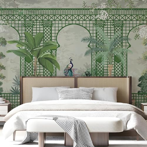 Image of PAPER PLANE DESIGN Traditional Mughal Garden Exquisite Ethnic Wall Mural Wallpaper. Full Wall Coverage for Room. (Ds6) (12 X 15 FEET, Non Woven Prime - Non Adhesive)