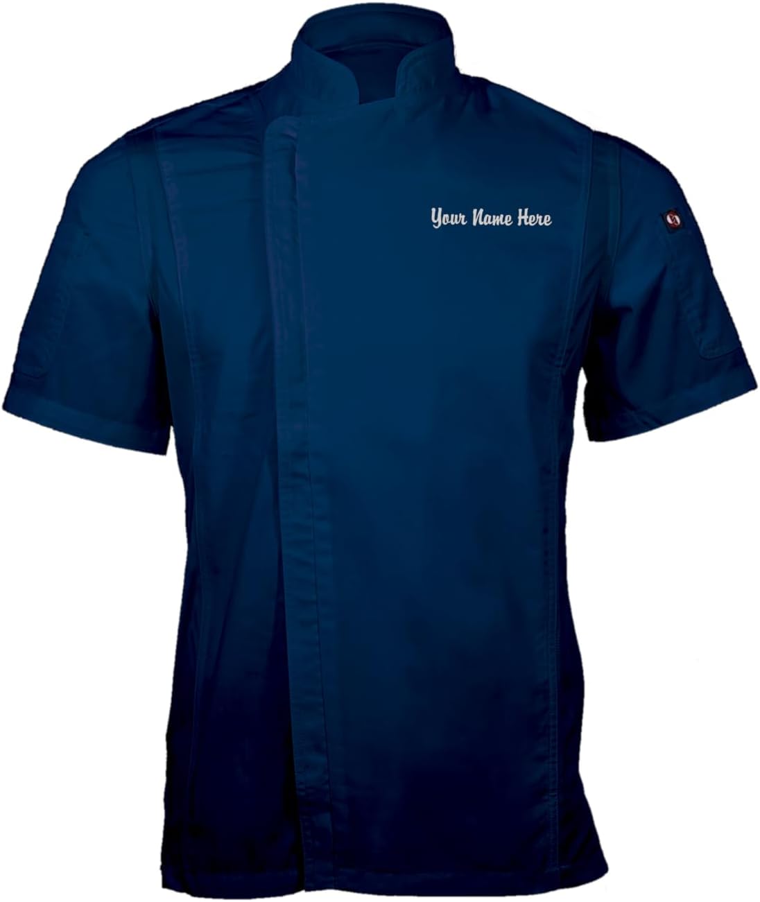ChefsCloset Personalized Short Sleeve Embroidered Zipper Chef Coat